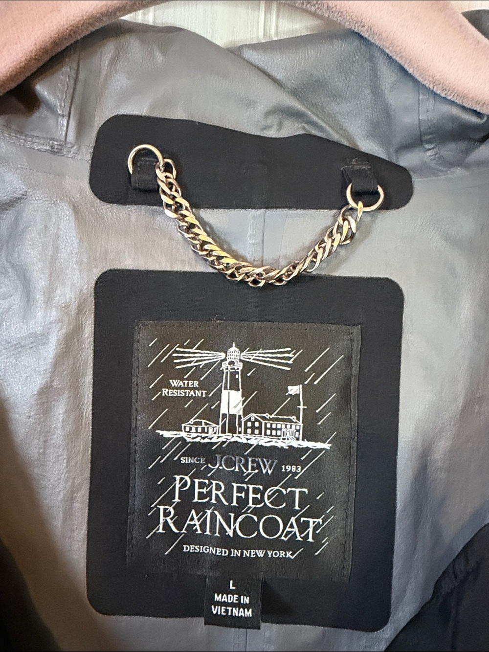 J CREW PERFECT RAINCOAT BLACK LARGE - Picture 5 of 8